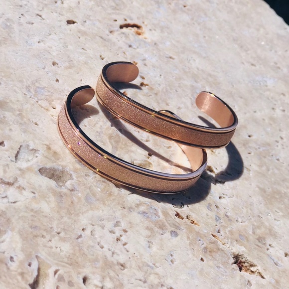 Rose Gold Mosaic Simple Style Cuff Bracelet Bangle - Picture 5 of 7